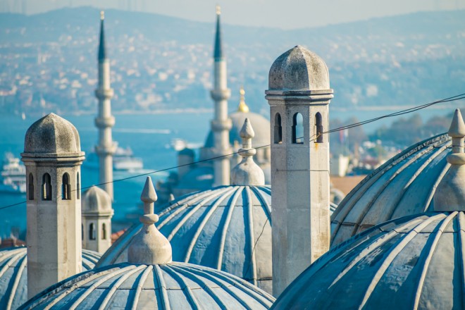 Taket på den blå moskén i Istanbul